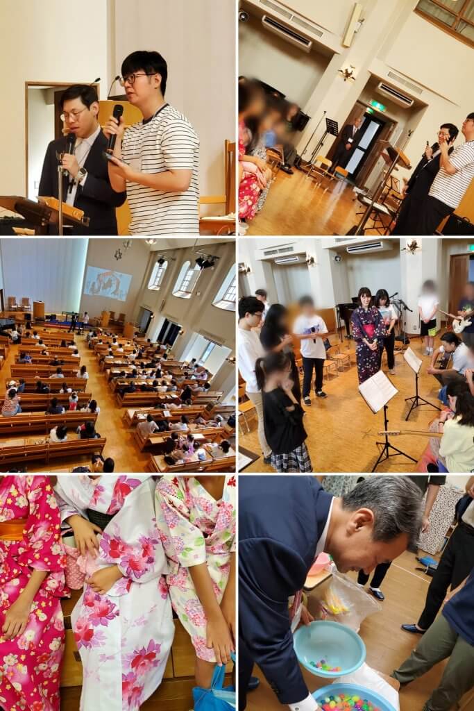 パク ジソン副牧師とハンスン兄弟の通訳姿と子供の教会